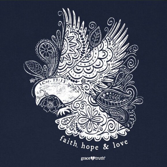 Kerusso grace & truth Women's Adult Cotton T-Shirt Dove "Faith, Hope and Love" - Picture 2 of 4